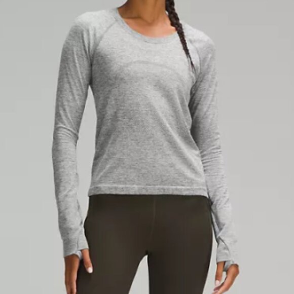 Lululemon Swiftly Tech Long-Sleeve Shirt 2.0 Race Length in Slate/White Size 8 - Picture 1 of 8